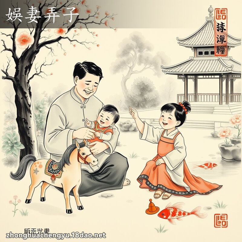 娛妻弄子 - 中華成語配圖