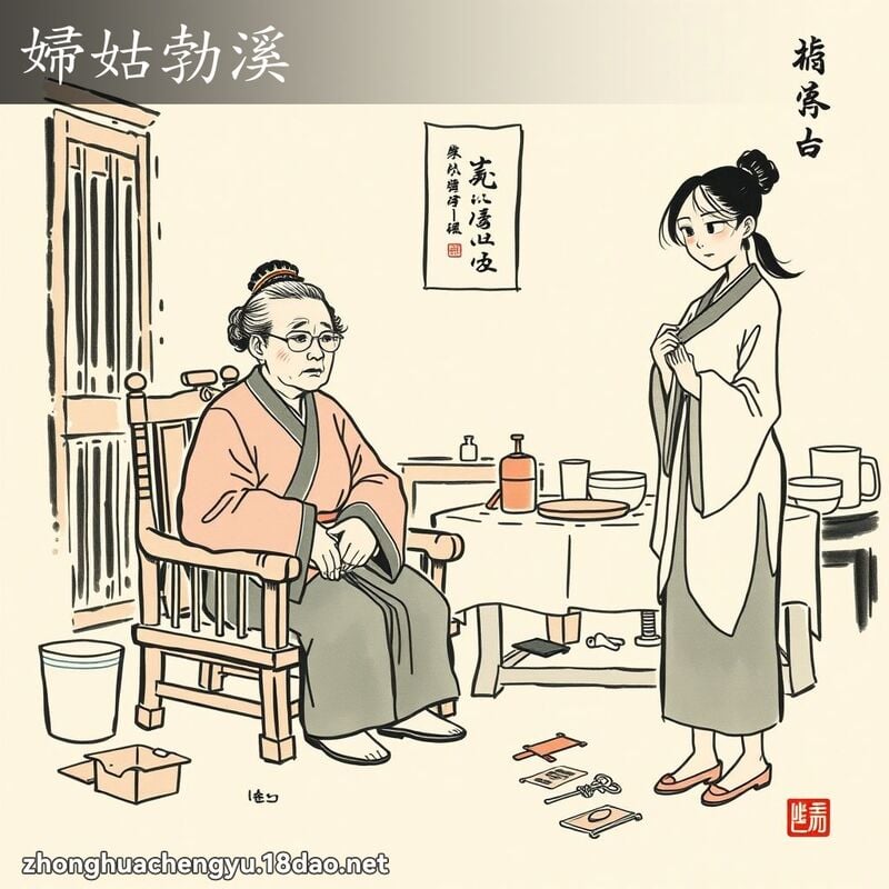 妇姑勃溪 - 中华成语配图