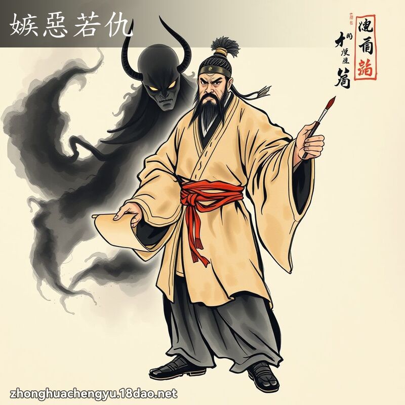 嫉惡若仇 - 中華成語配圖