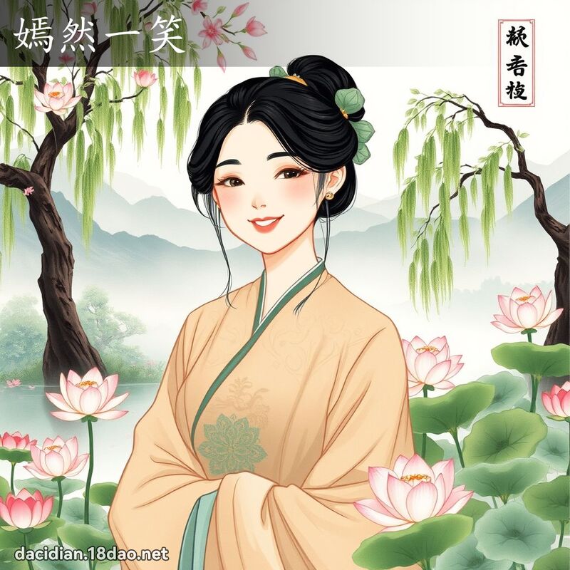 嫣然一笑 - 中华成语配图