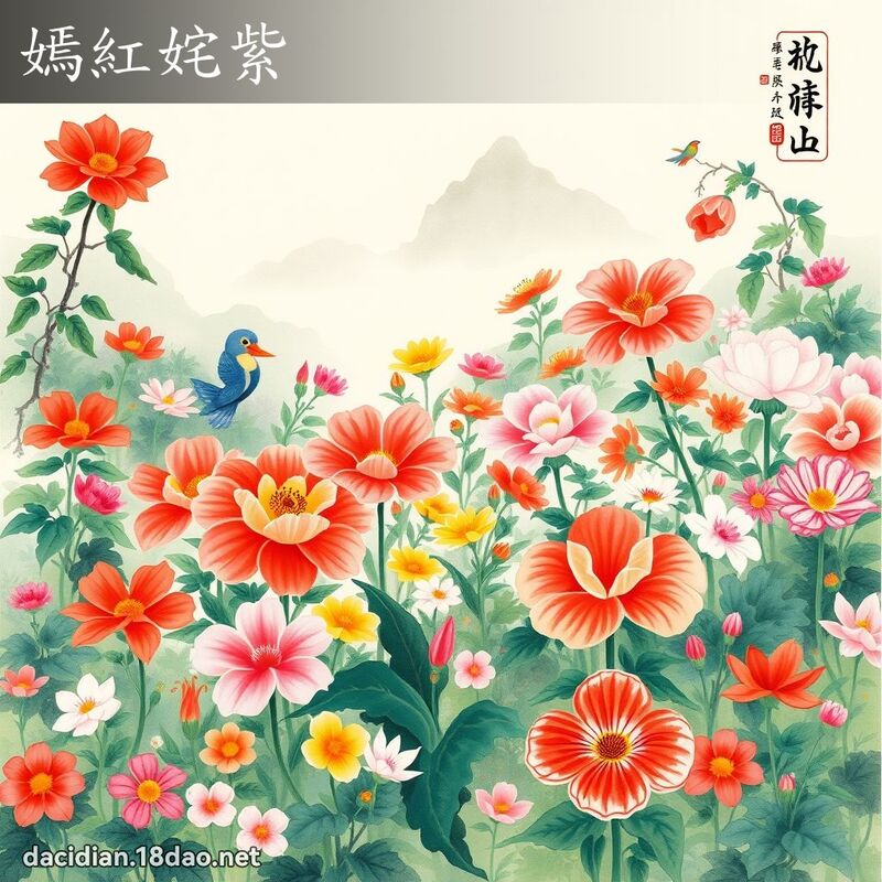 嫣紅姹紫 - 中華成語配圖