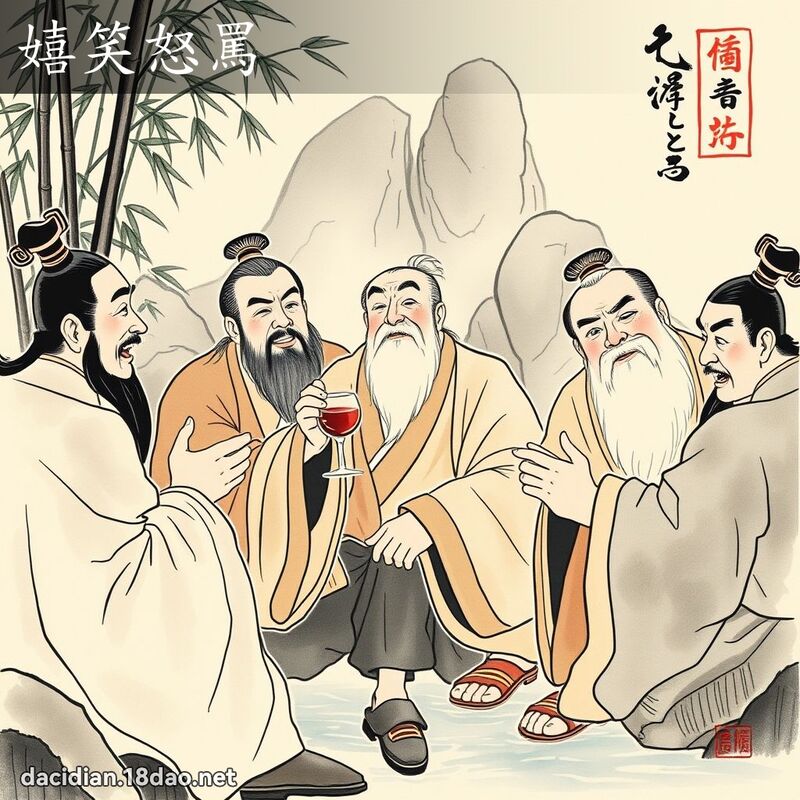 嬉笑怒骂 - 中华成语配图