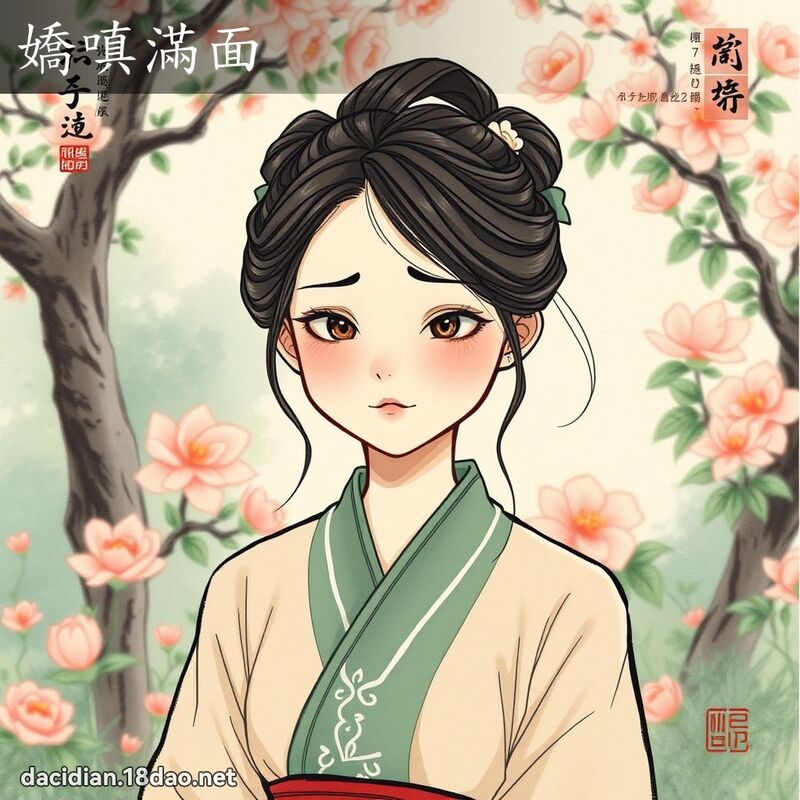 娇嗔满面 - 中华成语配图