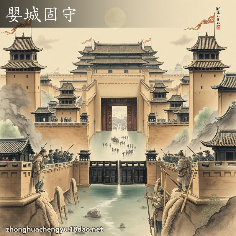 嬰城固守 - 中華成語配圖