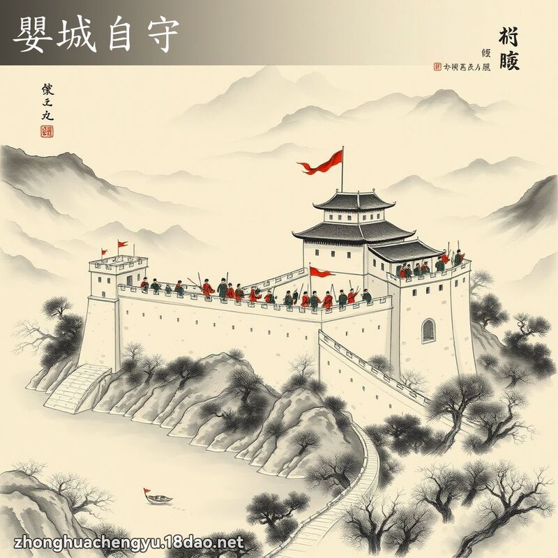 嬰城自守 - 中華成語配圖