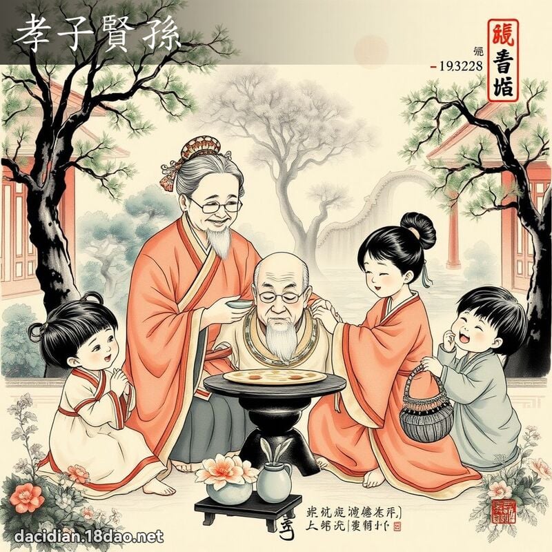 孝子賢孫 - 中華成語配圖