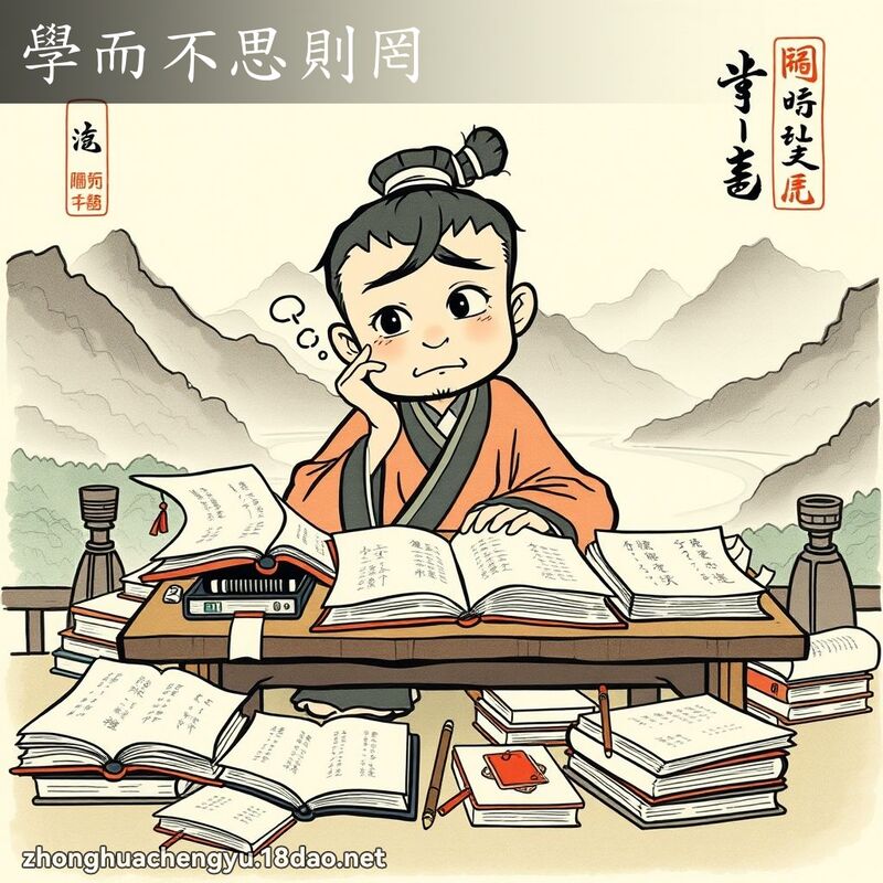 学而不思则罔 配图