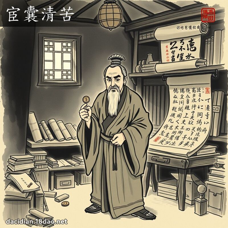 宦囊清苦 - 中華成語配圖