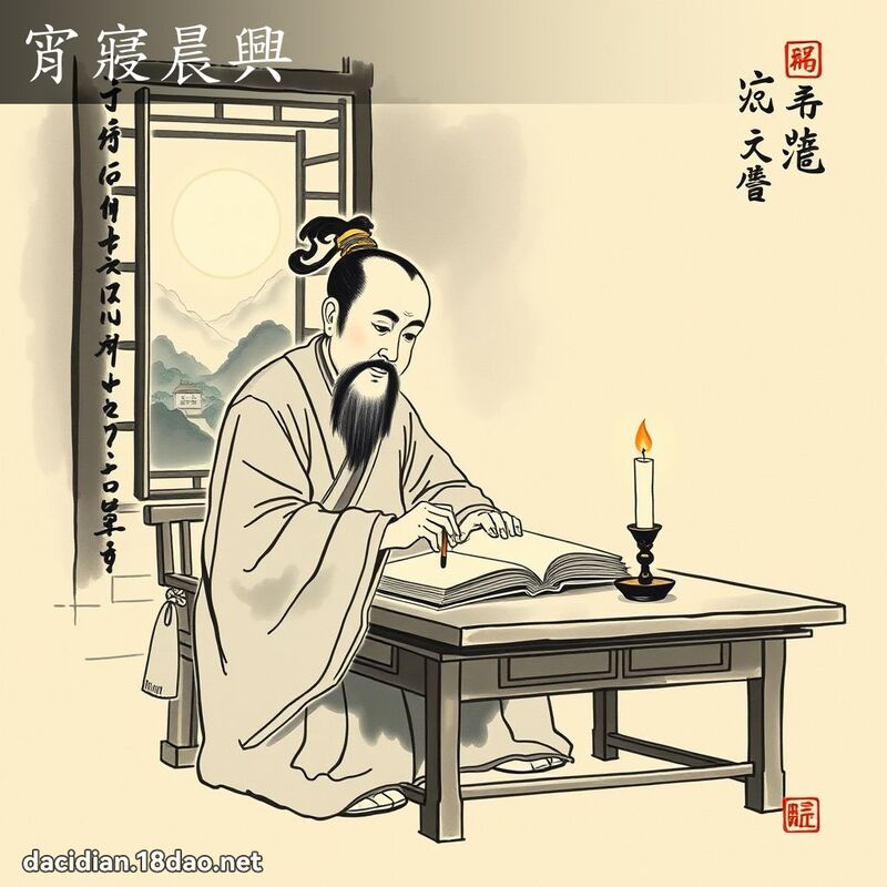 宵寢晨興 - 中華成語配圖