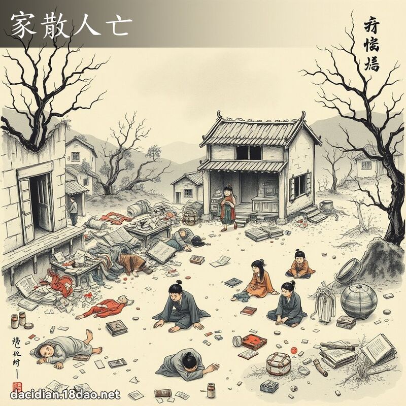 家散人亡 - 中华成语配图