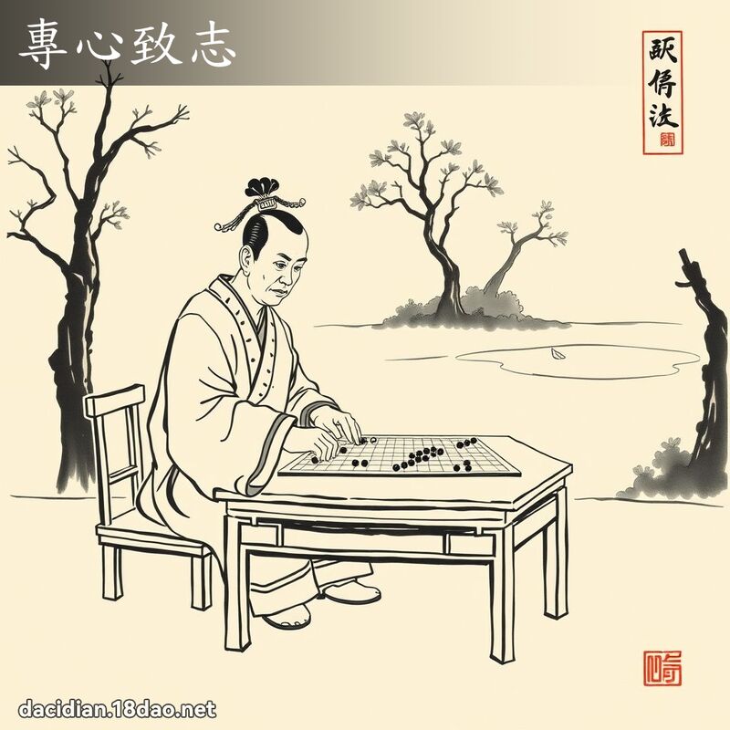 專心致志 - 中華成語配圖