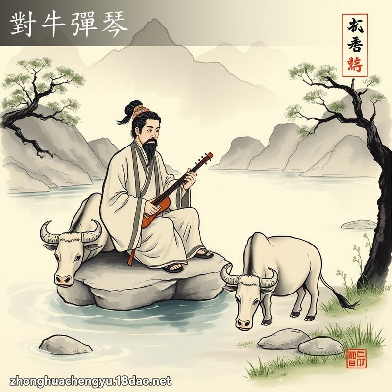 对牛弹琴 - 中华成语配图