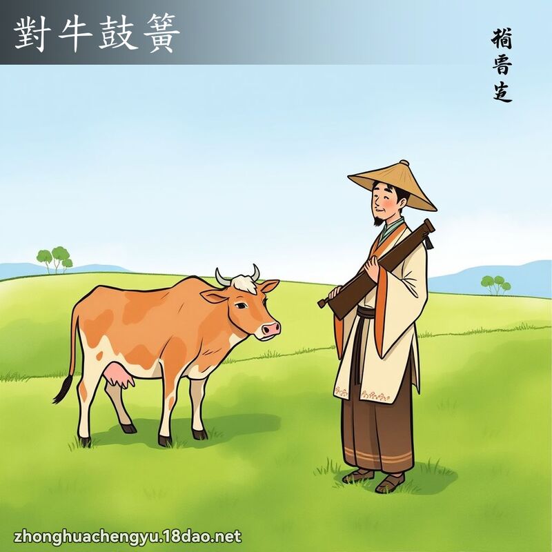 对牛鼓簧 - 中华成语配图