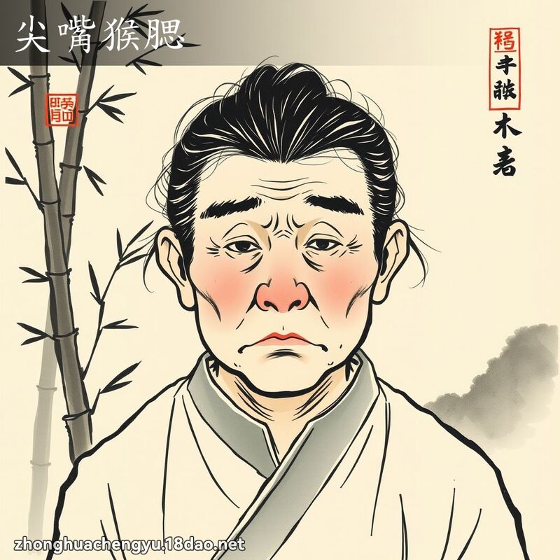 尖嘴猴腮 - 中華成語配圖
