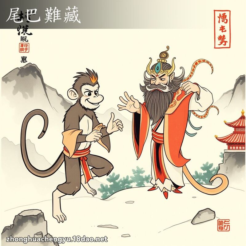 尾巴難藏 - 中華成語配圖