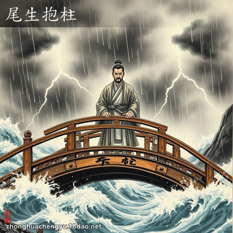 尾生抱柱 - 中華成語配圖