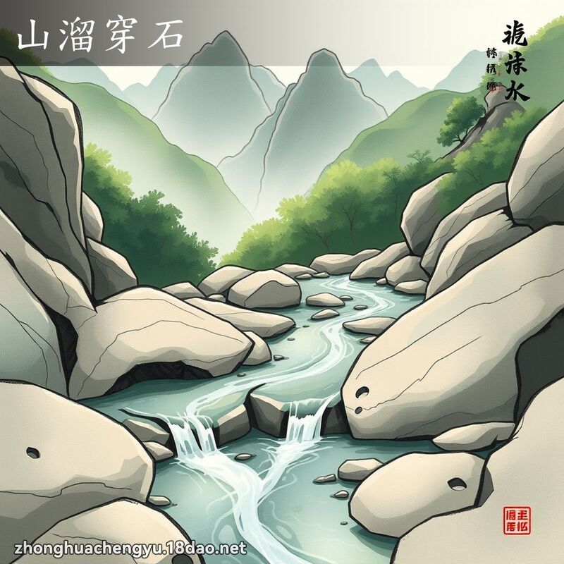 山溜穿石 - 中華成語配圖