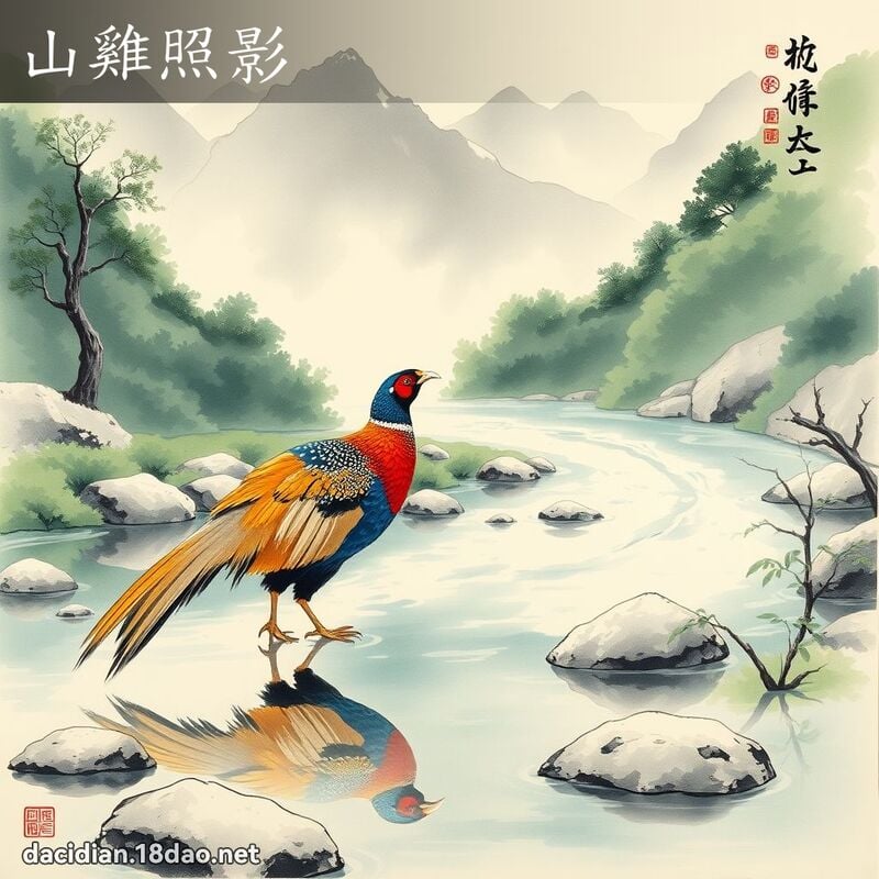 山雞照影 - 中華成語配圖
