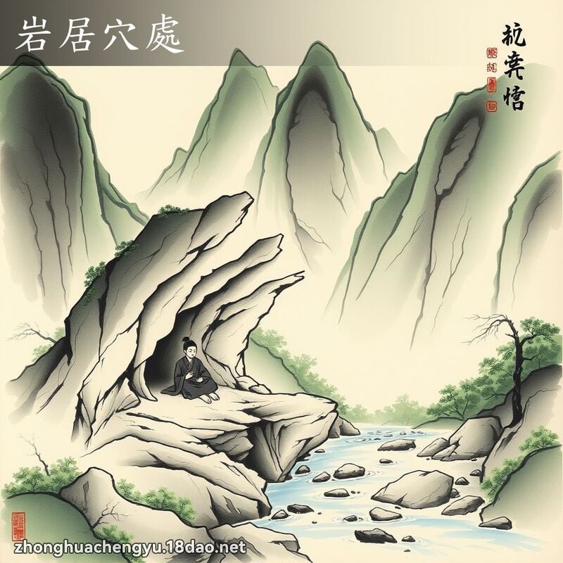 岩居穴處 - 中華成語配圖