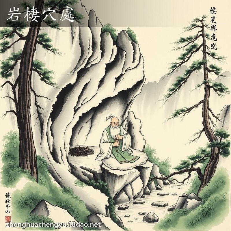 岩棲穴處 - 中華成語配圖