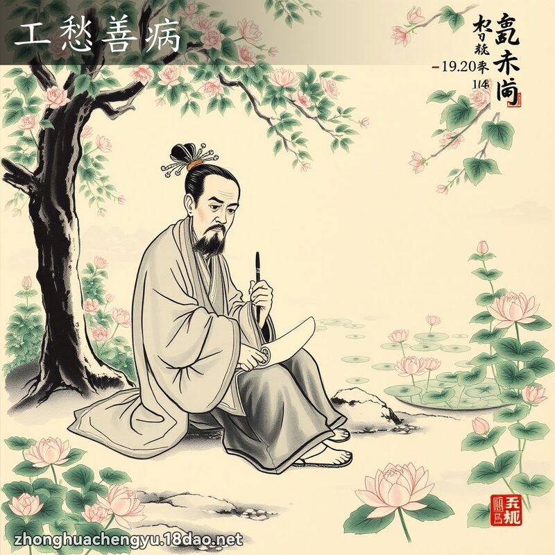 工愁善病 - 中華成語配圖