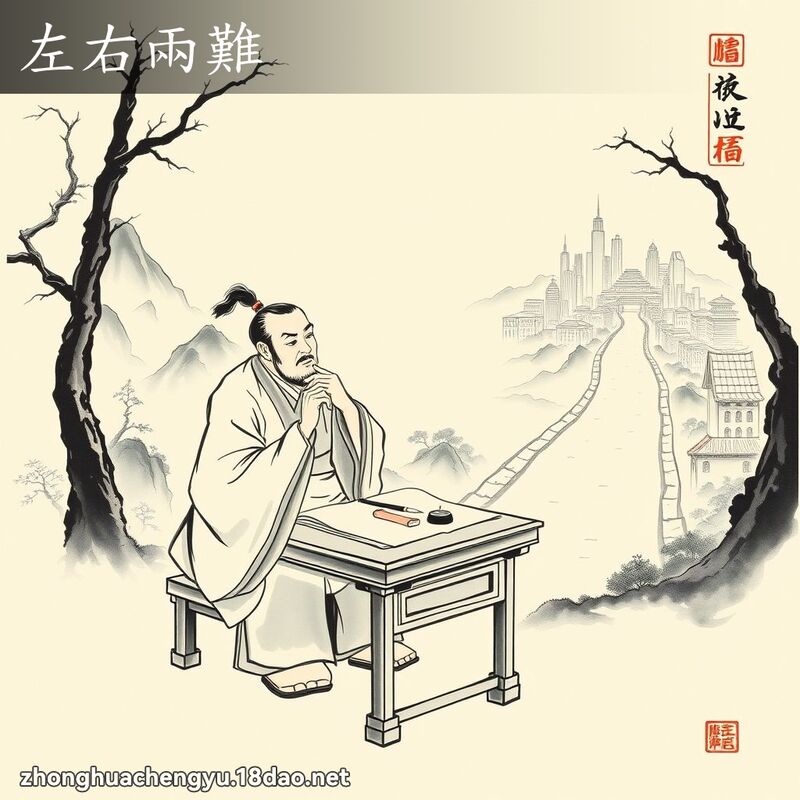 左右兩難 - 中華成語配圖