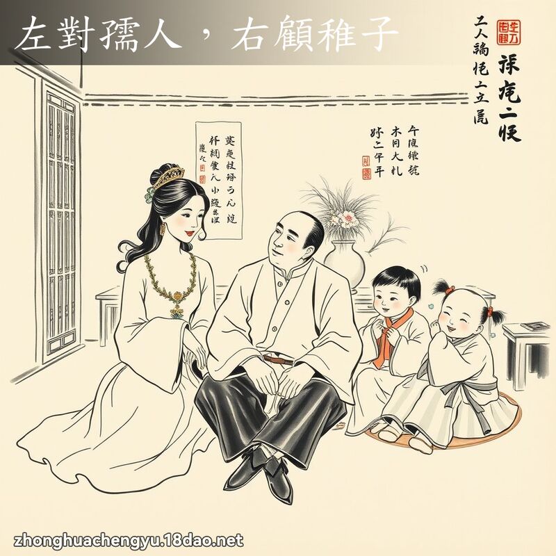 左對孺人,右顧稚子 配图