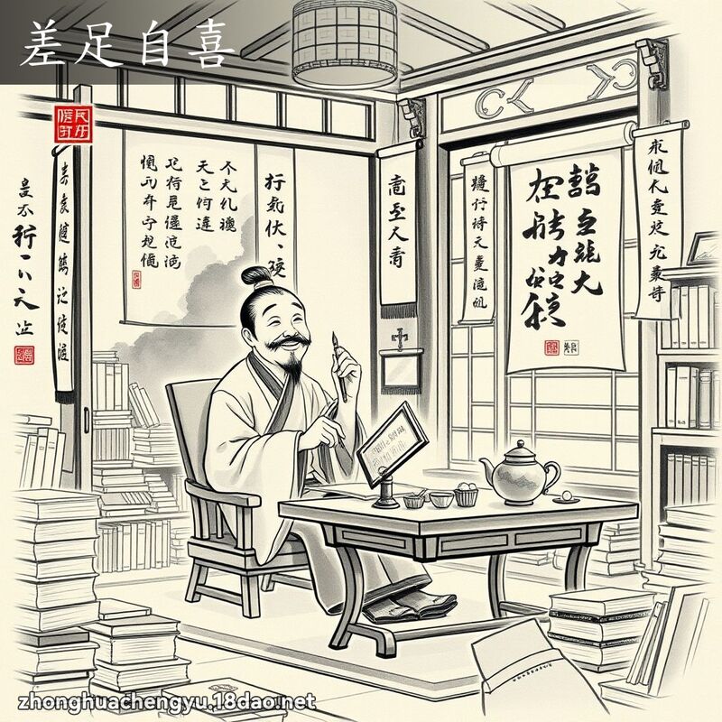 差足自喜 - 中华成语配图