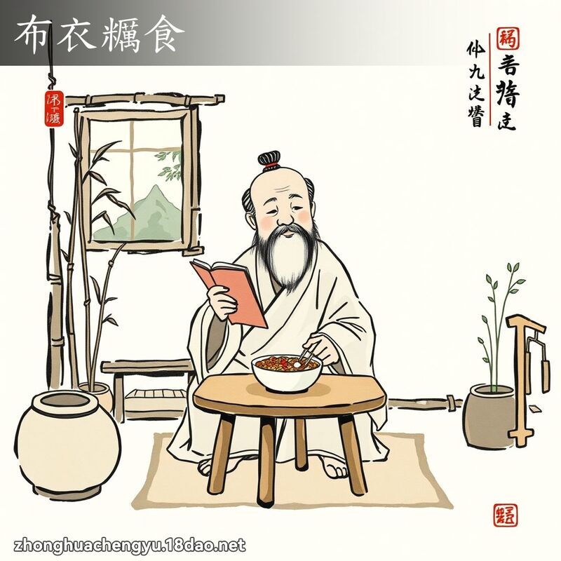 布衣糲食 - 中華成語配圖
