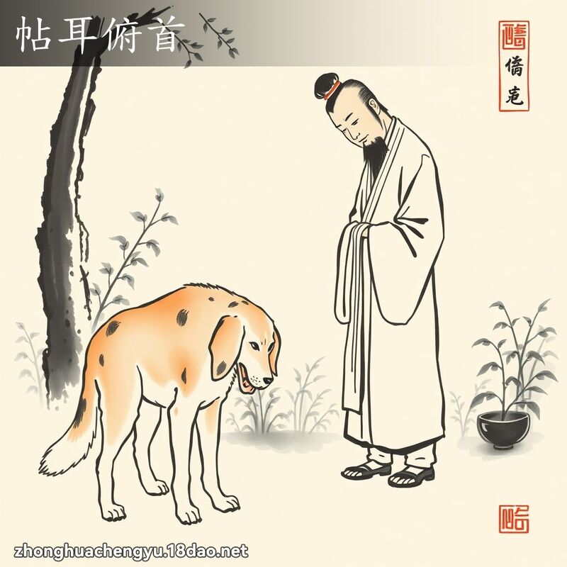 帖耳俯首 - 中華成語配圖
