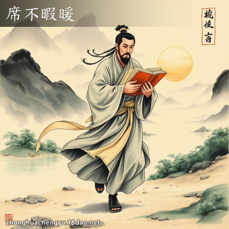席不暇暖 - 中華成語配圖