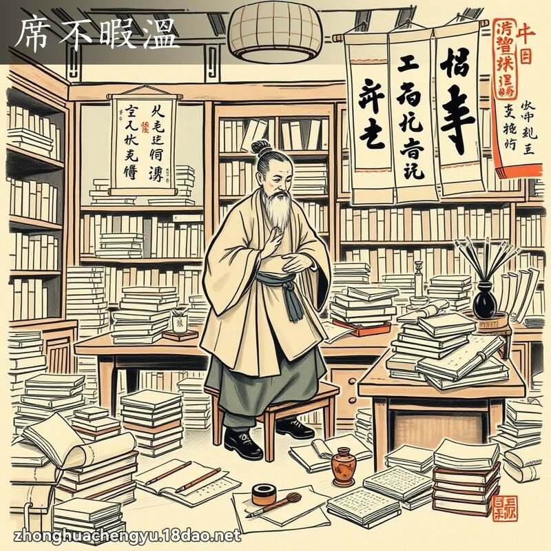 席不暇溫 - 中華成語配圖