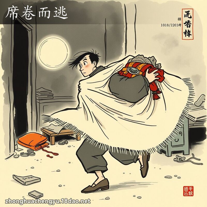 席卷而逃 - 中華成語配圖