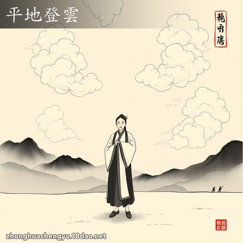 平地登雲 - 中華成語配圖