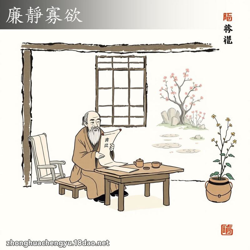 廉靜寡欲 - 中華成語配圖