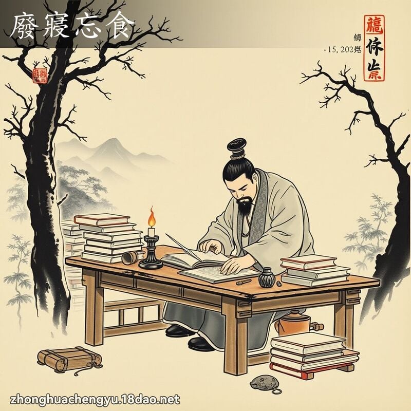 廢寢忘食 - 中華成語配圖