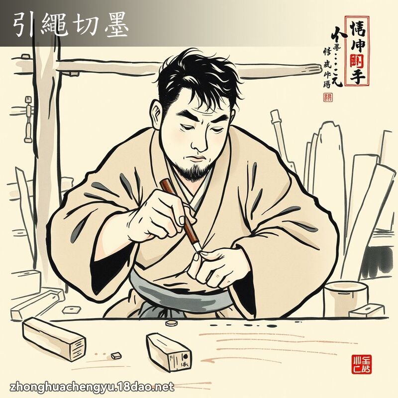 引繩切墨 配图