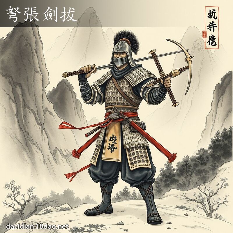 弩張劍拔 - 中華成語配圖