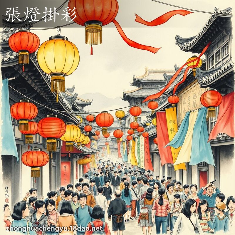 張燈掛彩 - 中華成語配圖