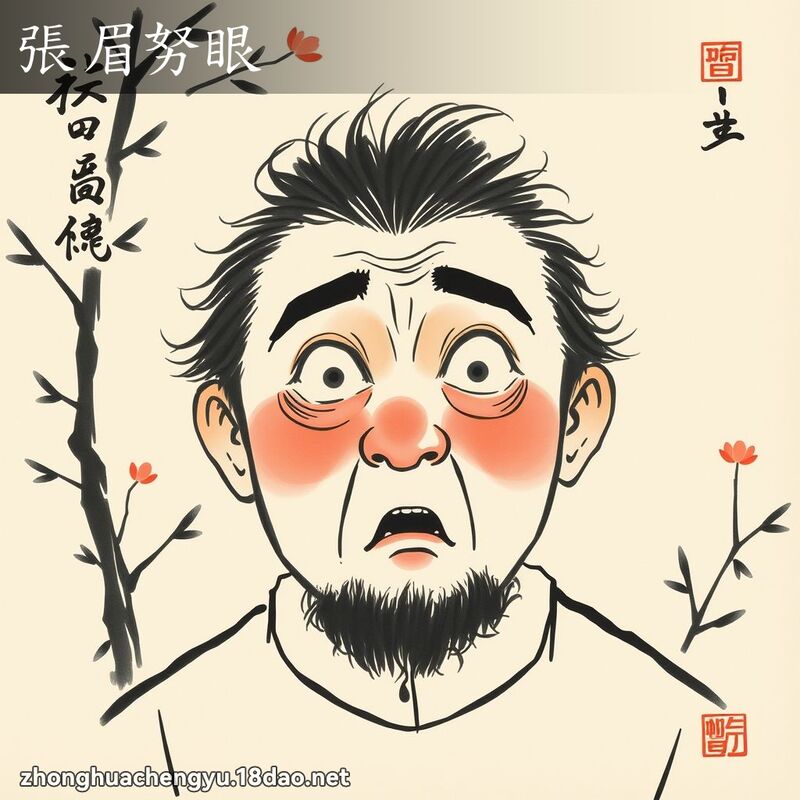 张眉努眼 - 中华成语配图