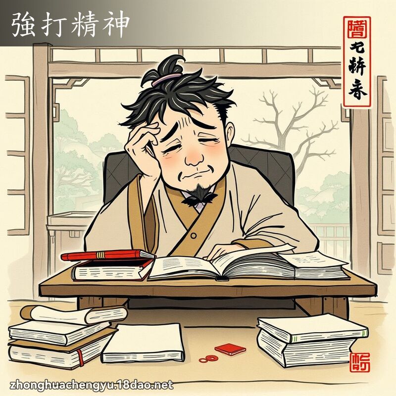 強打精神 - 中華成語配圖