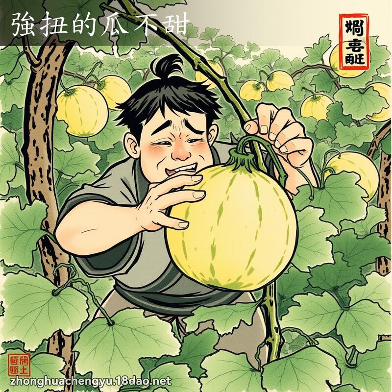 强扭的瓜不甜 - 中华成语配图