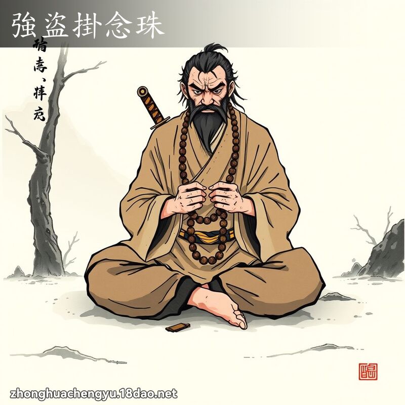强盗掛念珠 - 中华成语配图