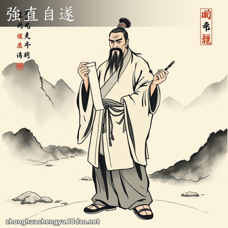 强直自遂 - 中华成语配图