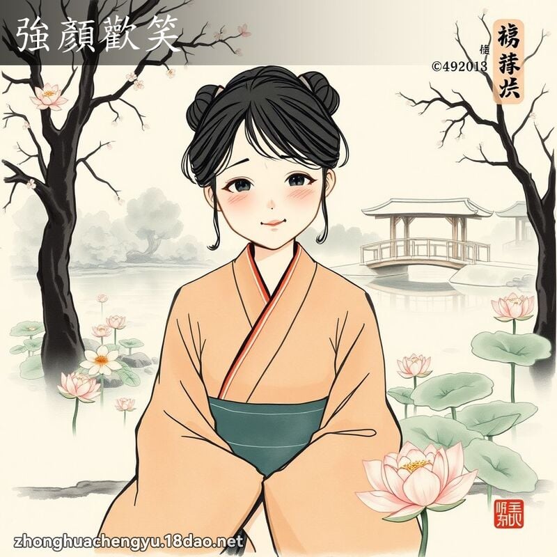 强顏欢笑 - 中华成语配图