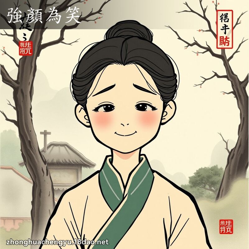 强顏为笑 - 中华成语配图