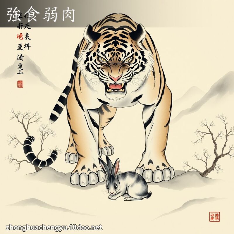 強食弱肉 - 中華成語配圖