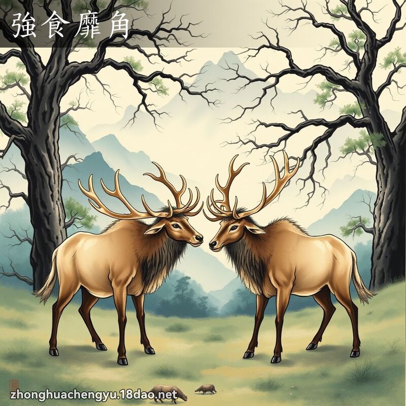 強食靡角 - 中華成語配圖
