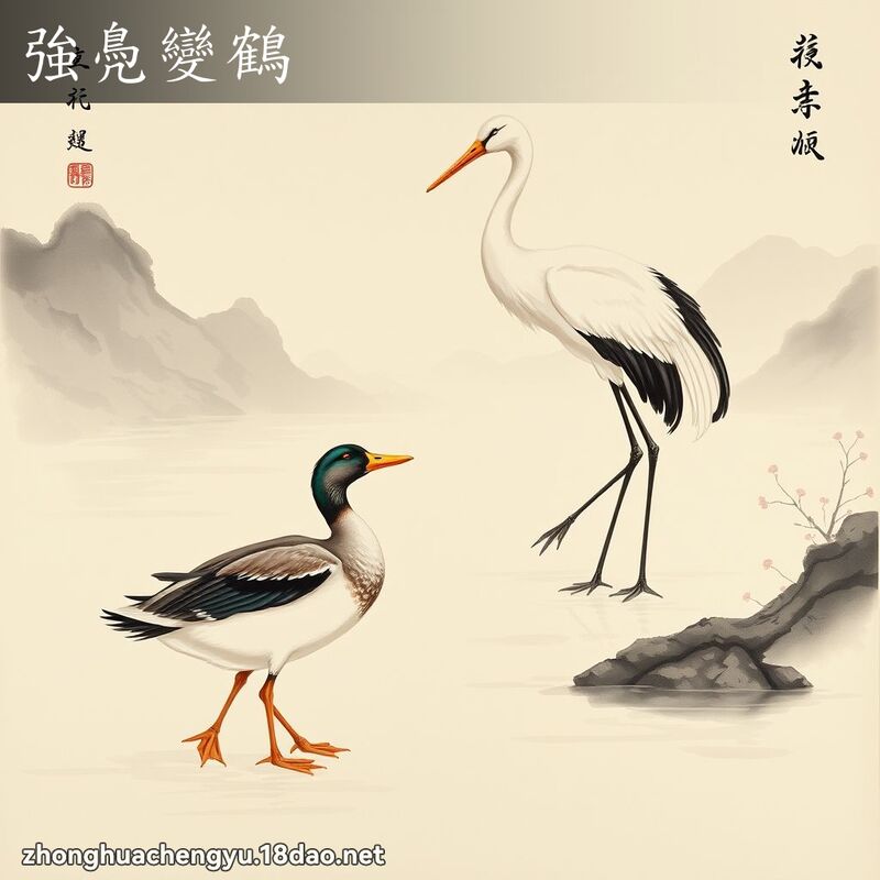 强鳧变鹤 - 中华成语配图