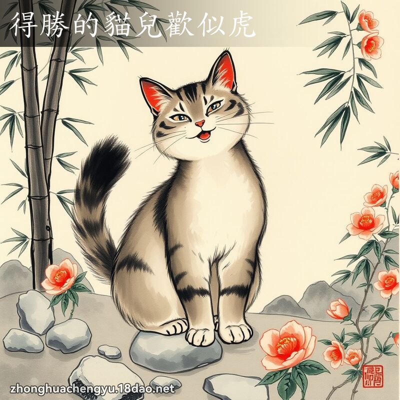 得胜的猫儿欢似虎 - 中华成语配图